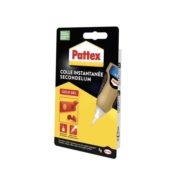 Secondelijm Pattex Gold GEL tube 3 gram op blister