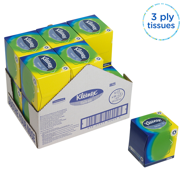 Facial tissues Kleenex kubus 3-laags 56stuks wit 8825