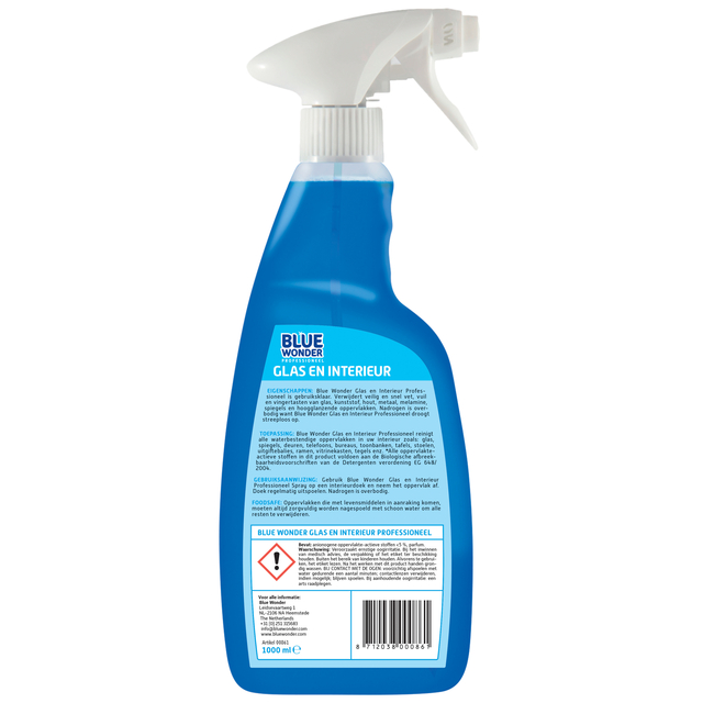 Glasreiniger Blue Wonder Prof glas en interieur spray 1liter