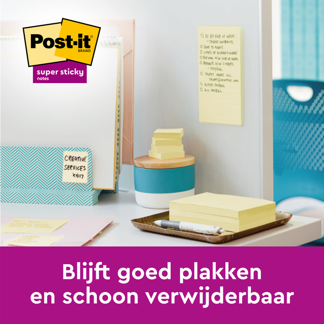 Memoblok Post-it 622 Super Sticky 47,6x47,6mm geel 12 stuks