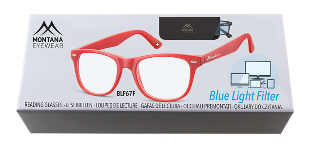 Leesbril Montana +1.50 dtp blue light filter rood