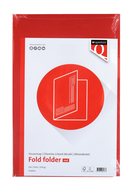 Vouwmap Quantore Folio ongelijke zijde 250gr rood