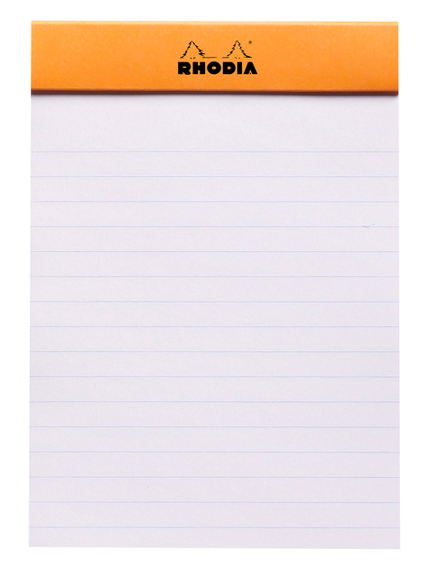 Schrijfblok Rhodia A6 lijn 80 vel 80gr oranje