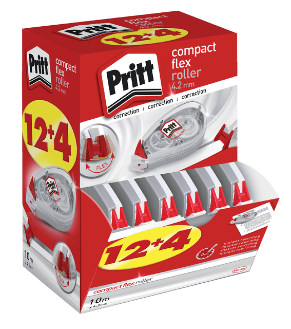 Correctieroller Pritt Compact Flex 4.2mmx 10m promo pack à 12+4 gratis