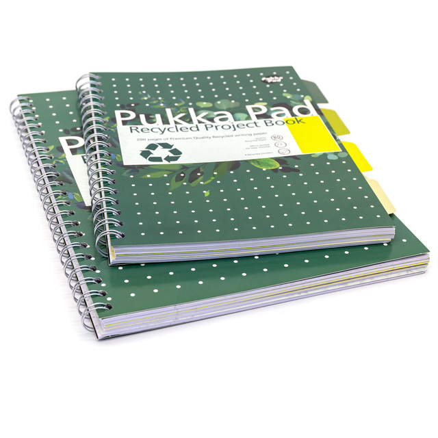 Projectboek Pukka Pad Recycled B5 lijn 4-tabs 200 pagina's 80gr groen