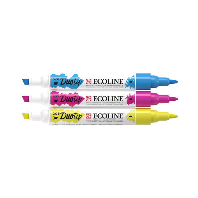 Duotip marker Ecoline primair set 3 kleuren