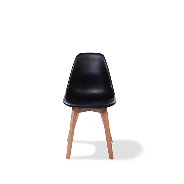 Keeve Stapelbare stoel zwart, berkenhouten frame en kunststof zitting, 47x53x83cm (LxBxH), 505F01SB