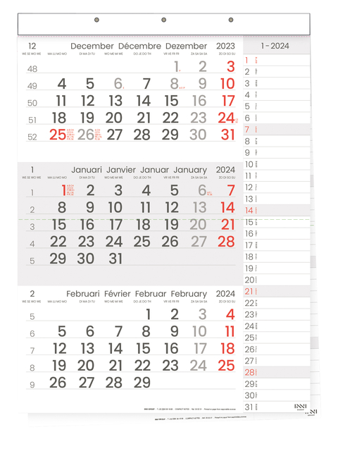 3-Maandkalender 2025 INNI Manager compact-formaat notes