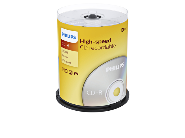 CD-R Philips 80Min 700MB 52x SP 100 stuks