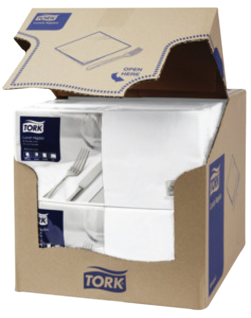 Servetten Tork 2-laags 1/4 gevouwen 200 stuks wit 477149