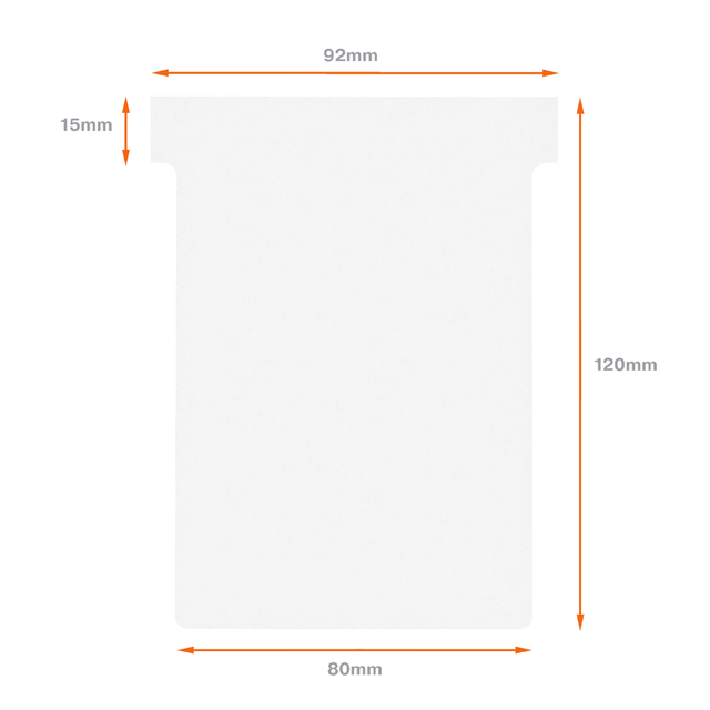 Planbord T-kaart Nobo nr 3 80mm wit 100 stuks