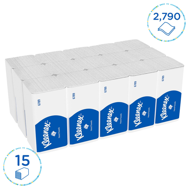 Handdoek Kleenex i-vouw 2-laags 21x21.5cm 15x186stuks wit 6789