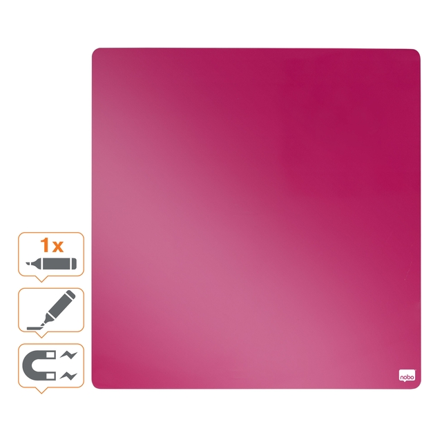 Whiteboard Nobo tegel 36x36cm roze magnetisch