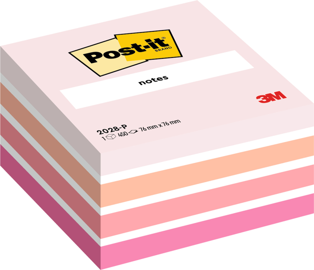 Memoblok Post-it 2028 76x76mm kubus pastel roze