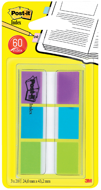 Indextabs Post-it 680 24mmx43.2mm helder assorti 60 tabs