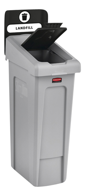 Deksel Rubbermaid Slim Jim Recyclestation gesloten zwart