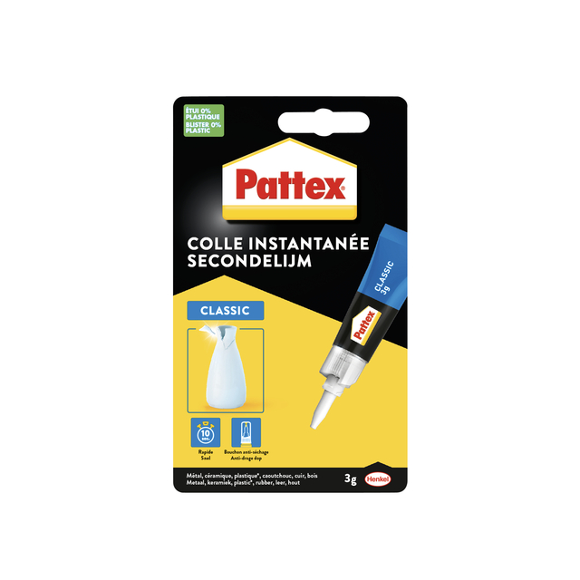 Secondelijm Pattex Classic tube 3gram op blister