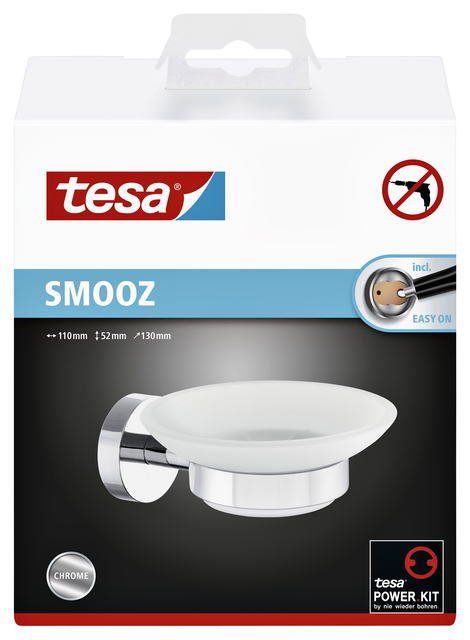 Zeephouder tesa® Smooz hoogglans verchroomd metaal zelfklevend