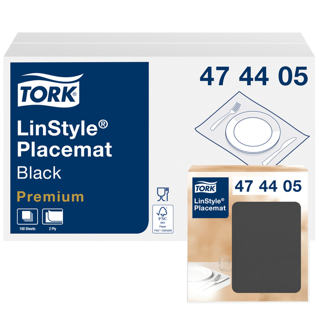 Placemats Tork LinStyle® 39x30cm 100 stuks zwart 474405