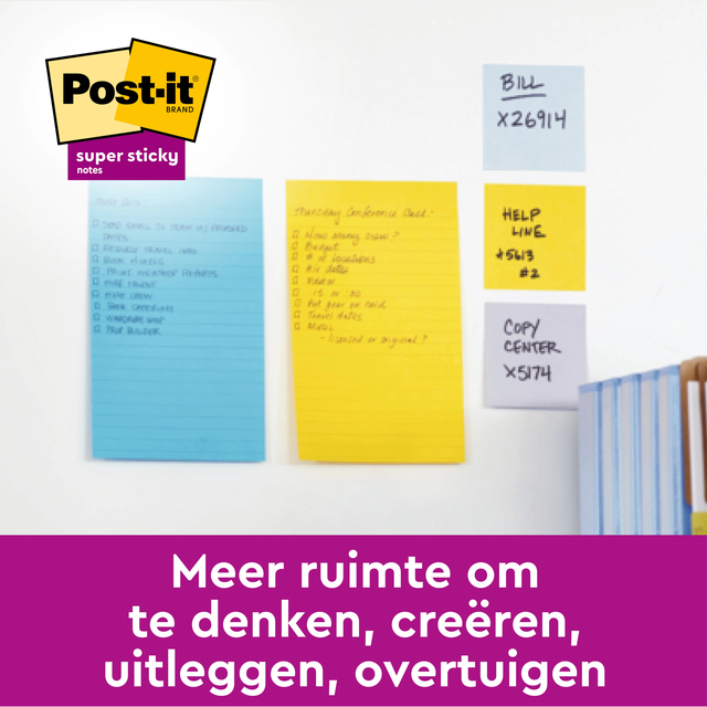 Memoblok Post-it 4690 Super Sticky 101x152mm lijn Carnival 3 stuks