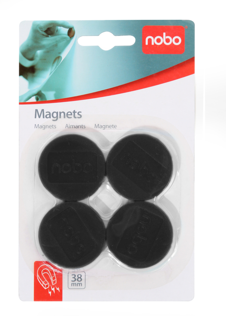 Magneet Nobo 38mm 800gr zwart 4 stuks