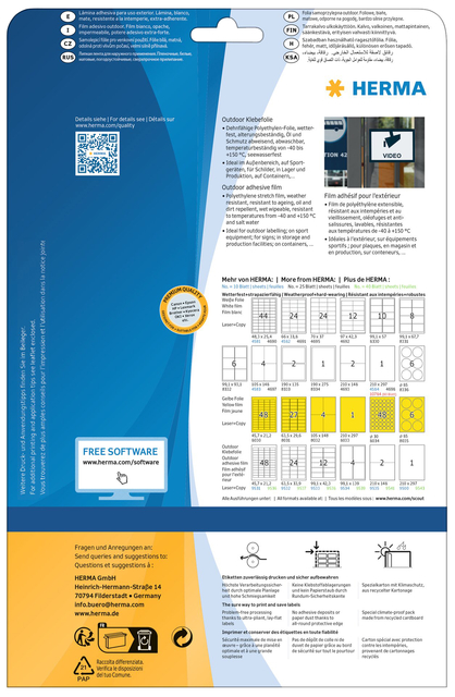 Etiket HERMA 9500 210x297mm weerbestendig wit 10stuks