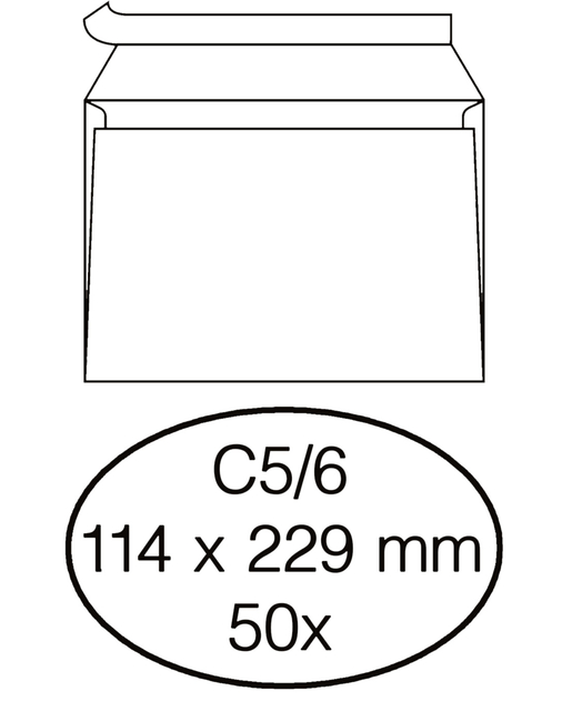 Envelop Quantore bank C5/6 114x229mm zelfklevend wit 50 stuks