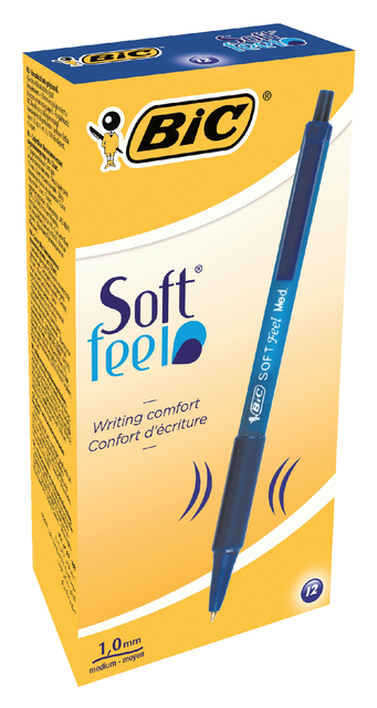 Balpen Bic soft feel grip clic medium blauw