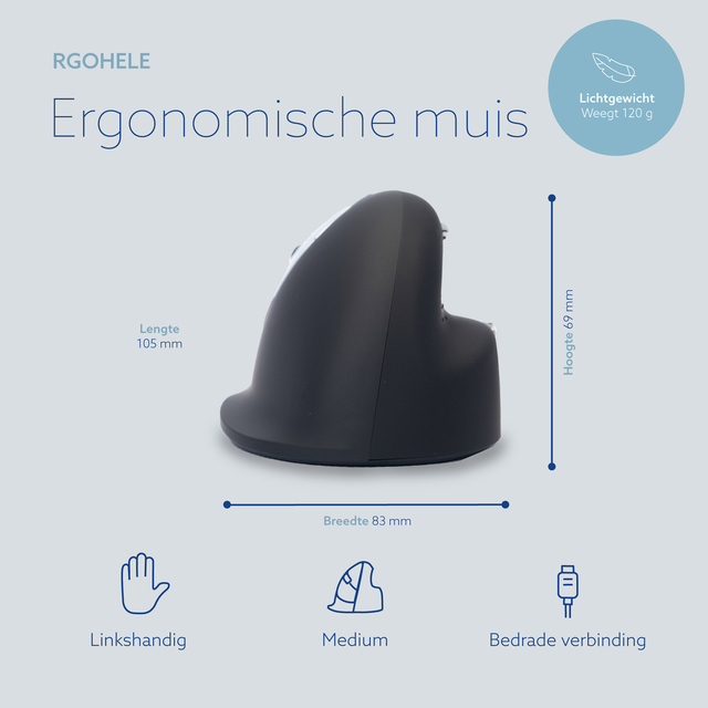 Muis R-Go Ergonomisch HE Break Draad Links M