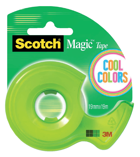 Plakband Scotch 810 19mmx19m onzichtbaar + handdispenser Cool Colors