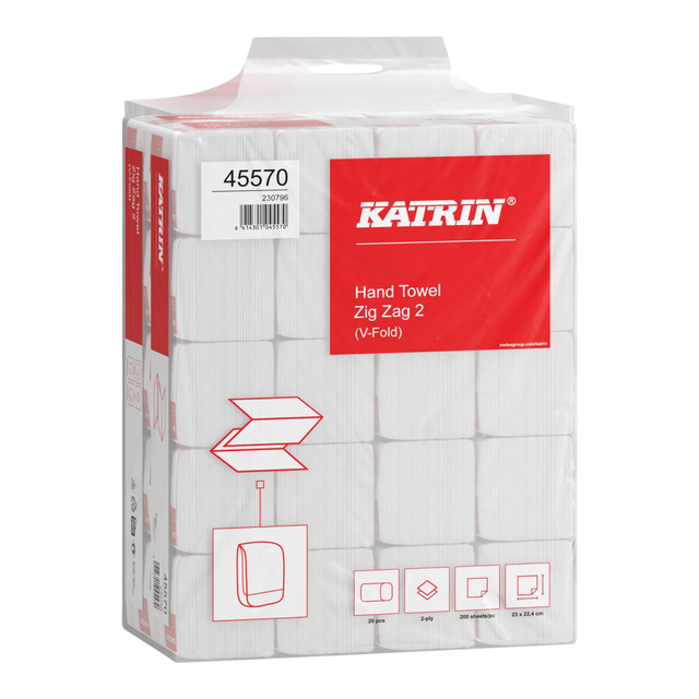 Handdoek Katrin Z-vouw 2-laags 23x23cm 20x200st 45570