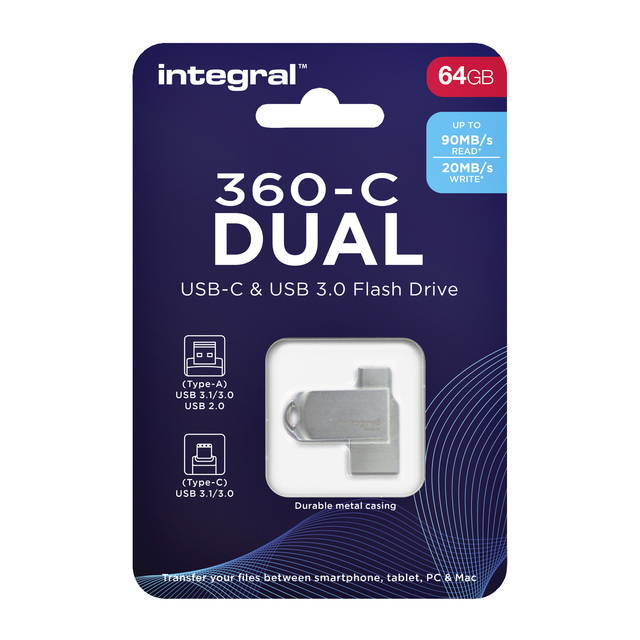 USB-stick Integral 3.0 USB-360-C Dual 64GB