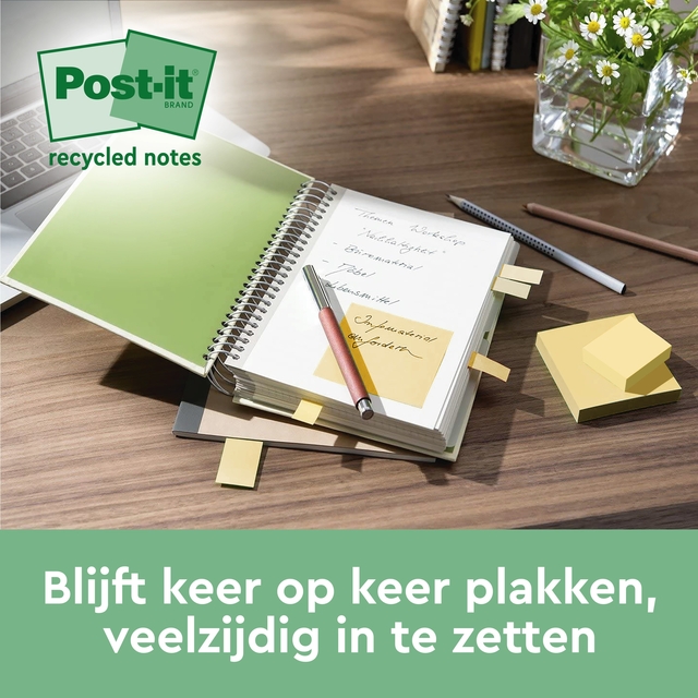 Memoblok Post-it 654 RSS12CY 76x76mm geel 14+4 gratis