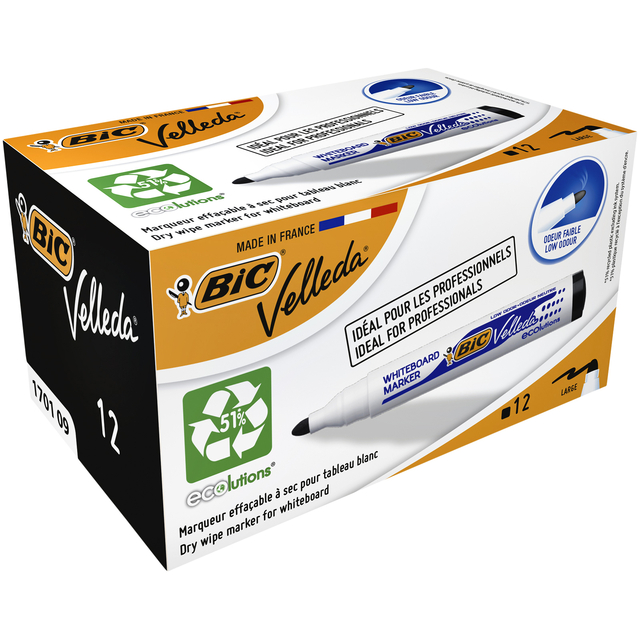 Viltstift Bic Velleda 1701 whiteboard rond large zwart