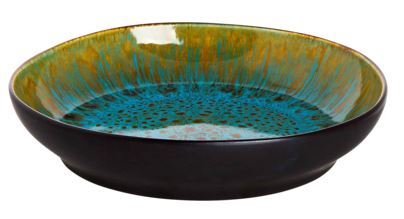 Palmer Bord diep Lotus 21cm TurquoiZwart Stoneware 4 stuks