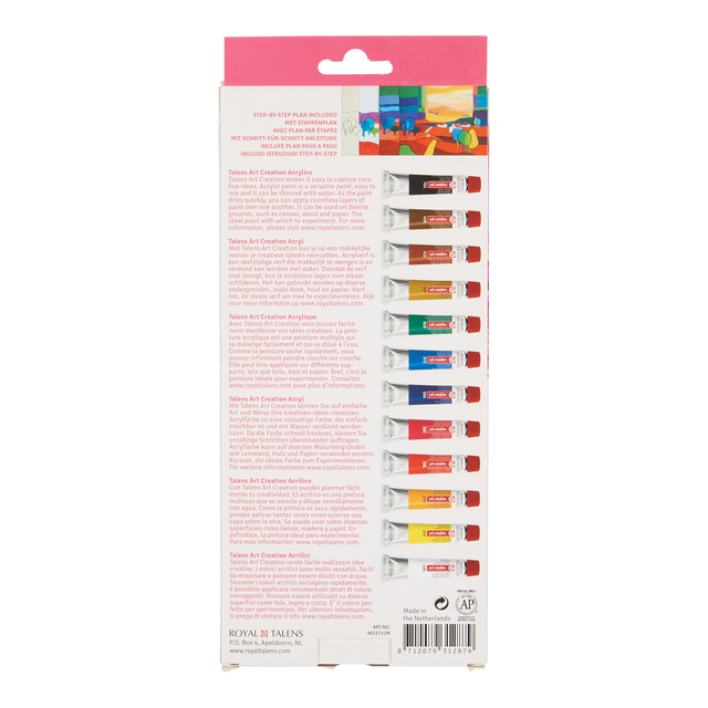 Acrylverf Talens Art Creation met stappenplan 12ml set à 12 kleuren