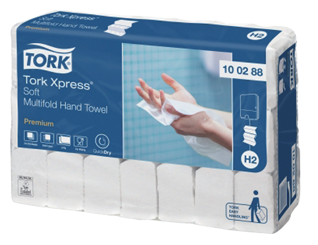 Handdoek Tork H2 multifold Premium kwaliteit 2 laags wit 100288