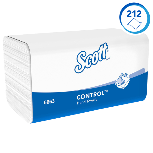 Handdoek Scott  i-vouw 1-laags 21.5x31.5cm wit 15x212stuks 6663