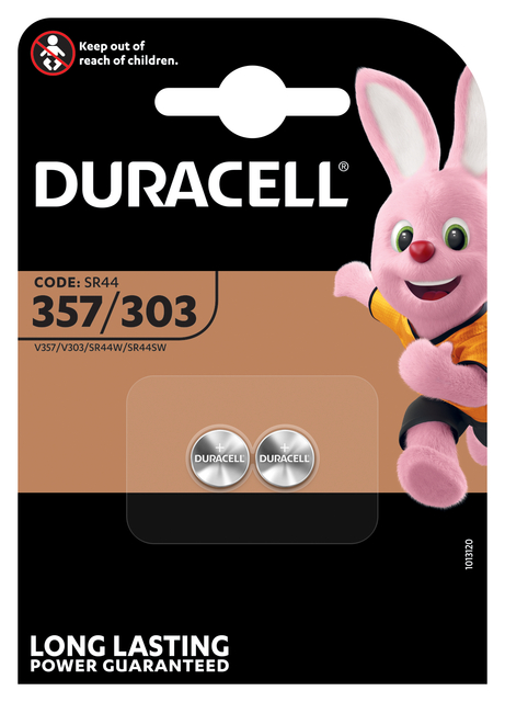 Batterij Duracell knoopcel 2x357/303 zilver oxide Ø11,6mm 2 stuks