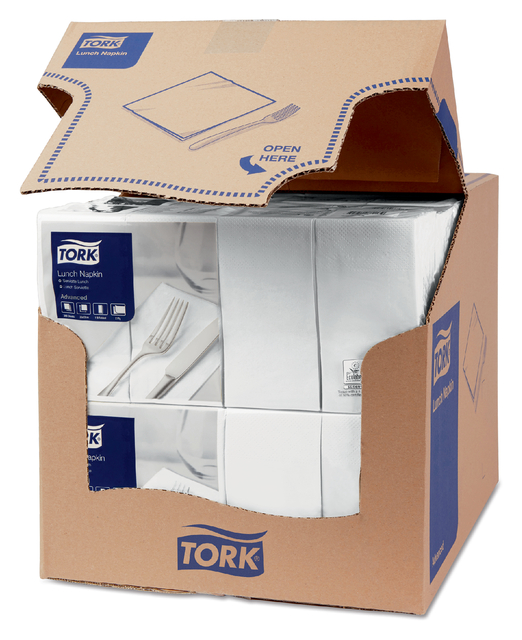 Servetten Tork Enviroment Print 1/8 gevouwen 2-laags 200 stuks wit 477402