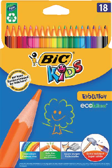 Kleurpotloden BicKids Evolution ecolutions ass blister à 18st