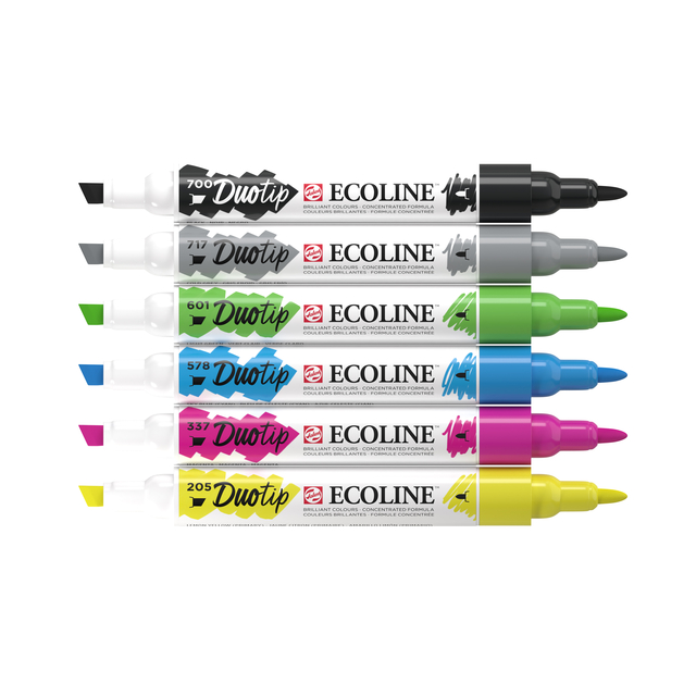 Duotip marker Ecoline basis set 6 kleuren