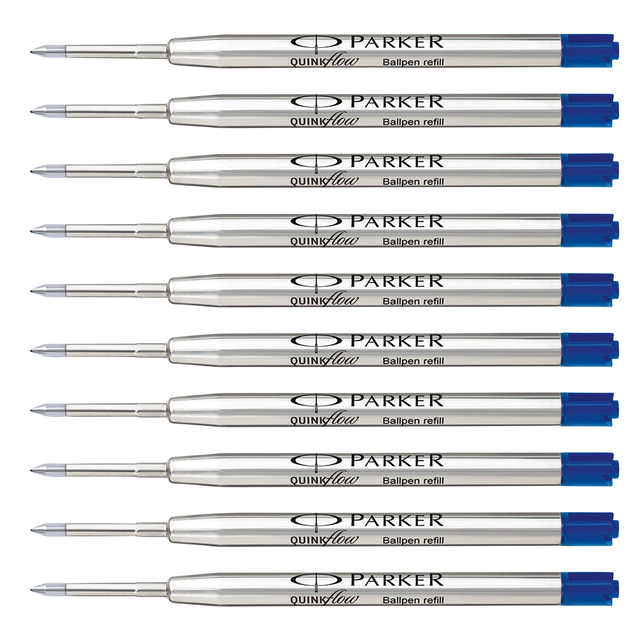 Balpenvulling Parker Quinkflow medium blauw blister à 10 stuks