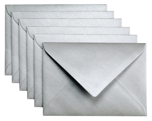 Envelop Papicolor C6 114x162mm metallic zilver pak à 6 stuks