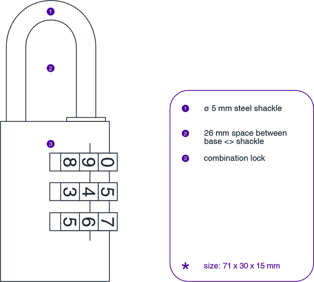 Hangslot Pavo met cijferslot 41x28x12mm