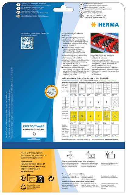 Etiket HERMA 4577 210x297mm folie wit 20 etiketten