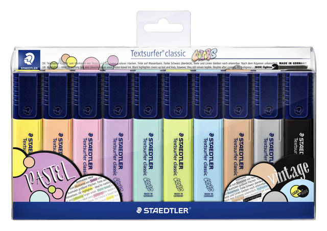 Markeerstift Staedtler 364 Textsurfer vintage en pastel  set à 10 stuks assorti