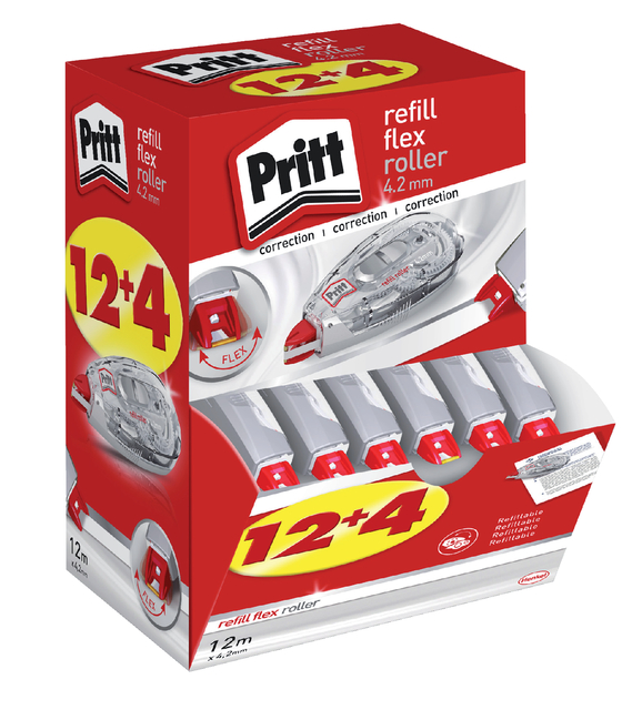 Correctieroller Pritt navulbaar 4.2mmx12m Flex promopack à 12+4 gratis