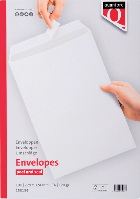 Envelop Quantore akte C4 229x324mm zelfklevend wit 10 stuks