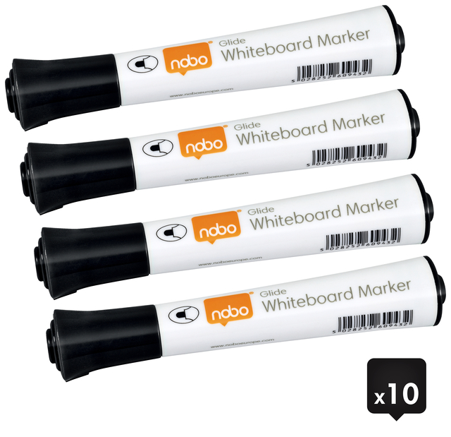 Viltstift Nobo whiteboard Glide rond zwart 2mm